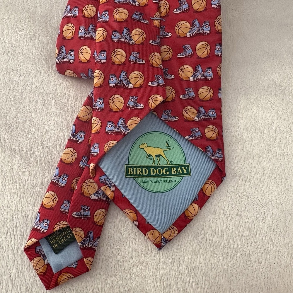 Bird Dog Bay 100% silk handmade USA tie hoop dreams
